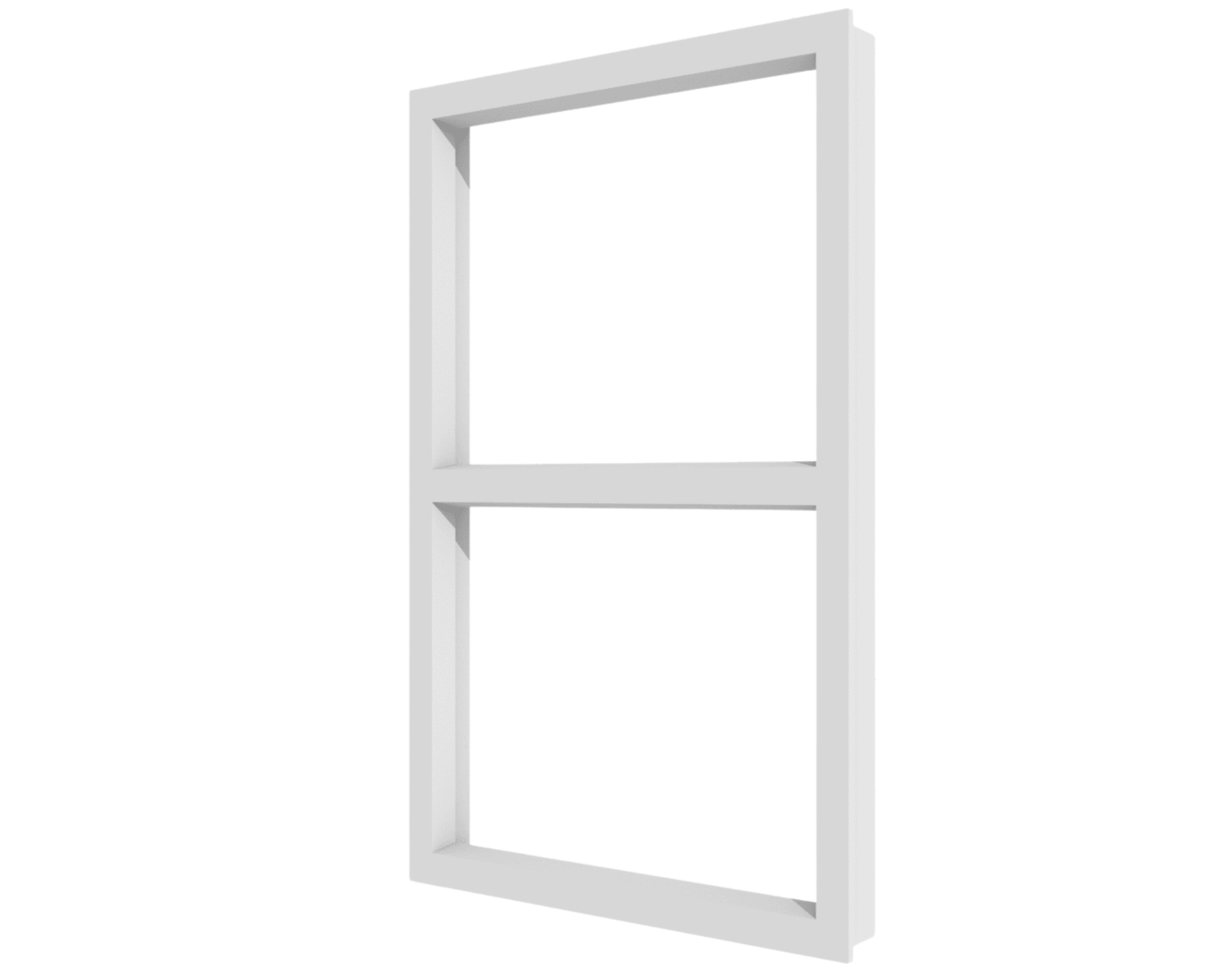 Kunststofffenster weiß, Kunststoffrahmen mit mittiger Sprosse und zwei rechteckigen Feldern