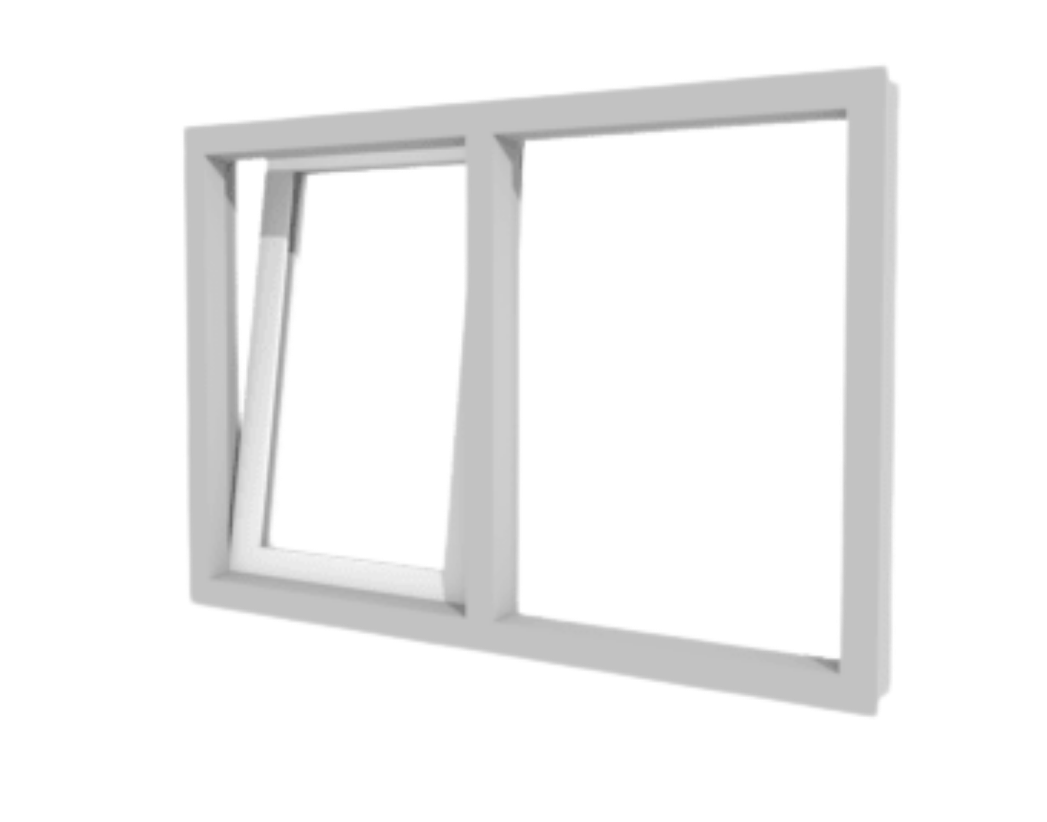 Kunststofffenster weiß aus Kunststoff mit links kippbarem Flügel und festem Seitenteil